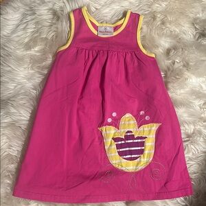 Hanna Andersson Vibrant Pink Dress with Yellow and Purple Floral Design